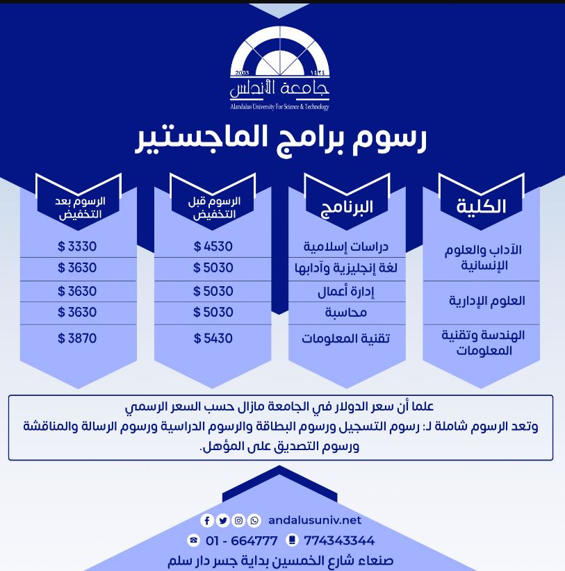 جامعةالاندلس للعلوم والتقنية افضل جامعة باليمن جامعة اهلية افضل جامعة خاصة جامعة يمنية رسوم التسجيل بجامعة الاندلس من هو رئيس جامعة الاندلس البروفوسور احمد محمد برقعان هل جامعة الاندلس جامعة معتمدة ؟ نعم معتمدة وبقرارا وزاري منذو عام 2003م ماهي تخصصات جامعة الاندلس افضل جامعة يمنية هي جامعة الاندلس جامعة تعليم عن بعض افضل جامعة لديها تعليم منفصل هي جامعة الاندلس  قناة جامعة الاندلس,جامعة الاندلس,قناة تعليمية , قناة تعليم عن بعد بث محاضرات, قناة تعليم عن بعد,قناة تعلم عن بعد , قناة تعليم الكتروني, افضل جامعة يمنية, محاضرات جامعة الاندلس, دروس جامعة الاندلس, قناة تعليمية, قناة تعليمية في اليمن, جامعة تعليم عن بعد  , قناة جامعة الأندلس التعليم الالكتروني ماهي تخصصات جامعة الاندلس تخصصات هندسية وادارية ولغات وترجمة جامعة تعليم دراسات عليا جامعة الاندلس للدراسات العليا افضل جامعة دراسات عليا بمجال الهندسة والعلوم الادارية والانسانية جامعة الاندلس من اقدم الجامعات بصنعاء ولديها افضل كادر اداري ولديها معامل بافضل التجهيزات للتطبيقات العملية لدى جامعة الاندلس قناة تعليمية وتمتلك استديو اذاعي وتلفزيوني جامعة الاندلس القيمة الكاملة للتعليم